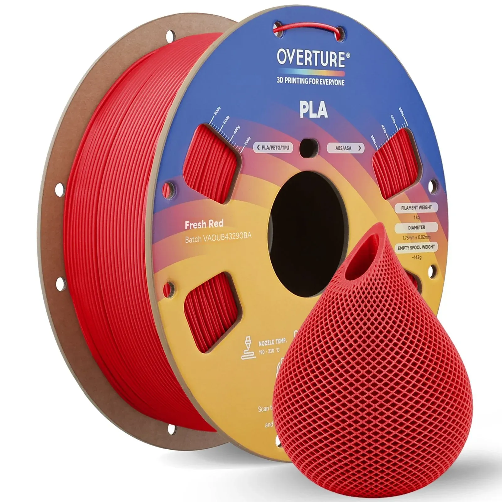 Overture PLA Standard Fresh Red - Photo by Overture