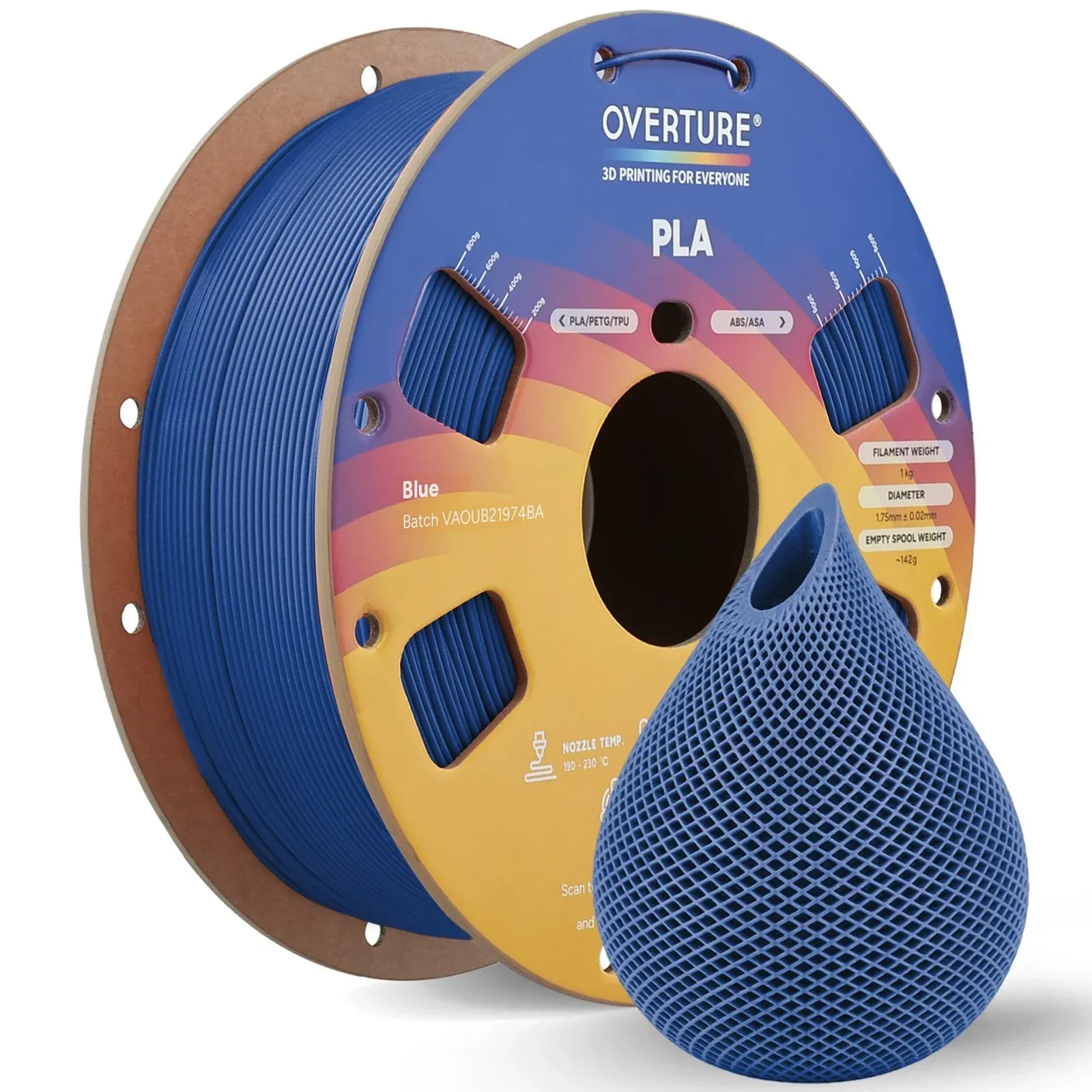 Overture PLA Standard Blue - Photo by Overture