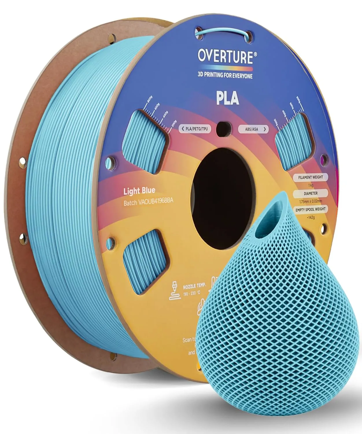 Overture PLA Standard Light Blue - Photo by Overture