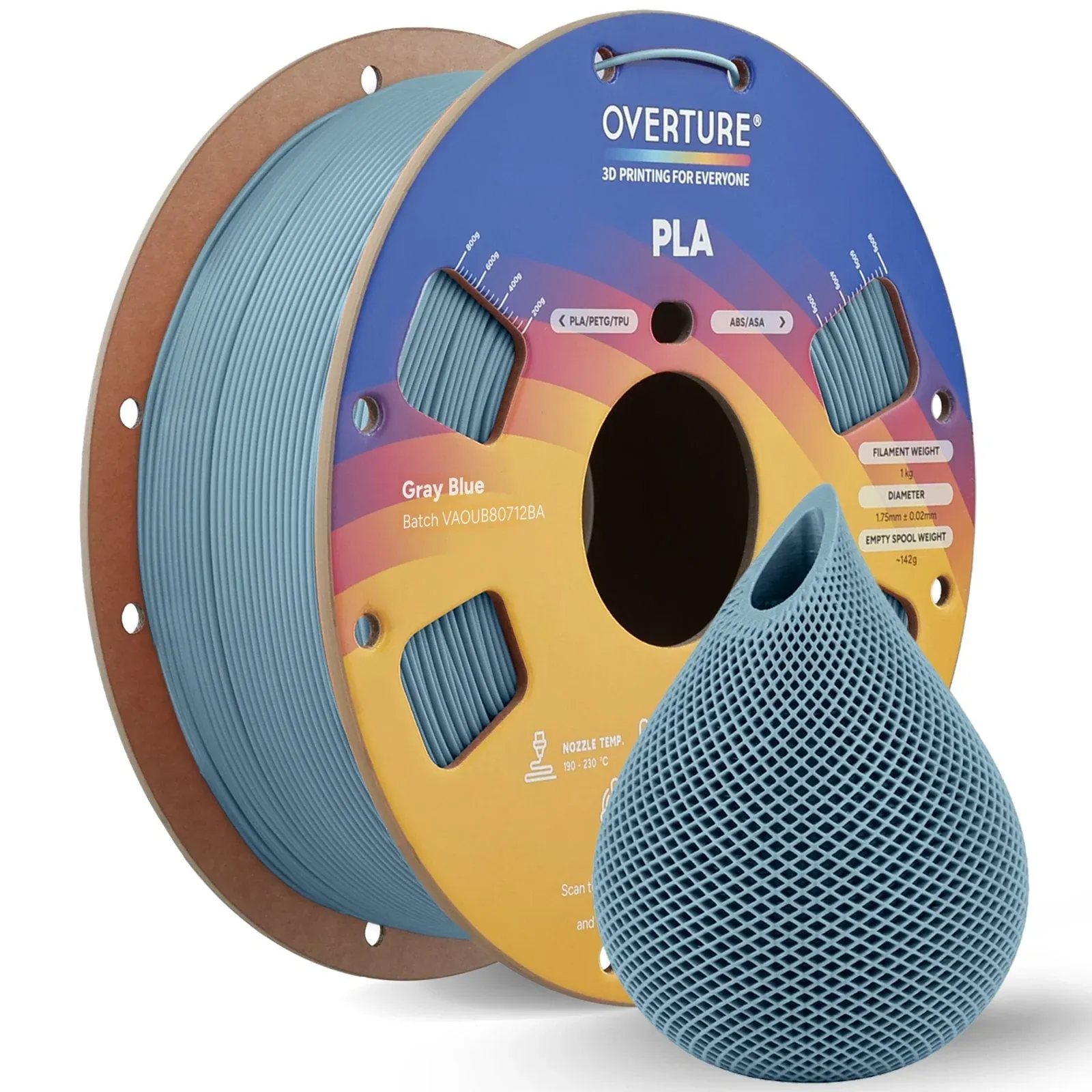 Overture PLA Standard Gray Blue - Photo by Overture