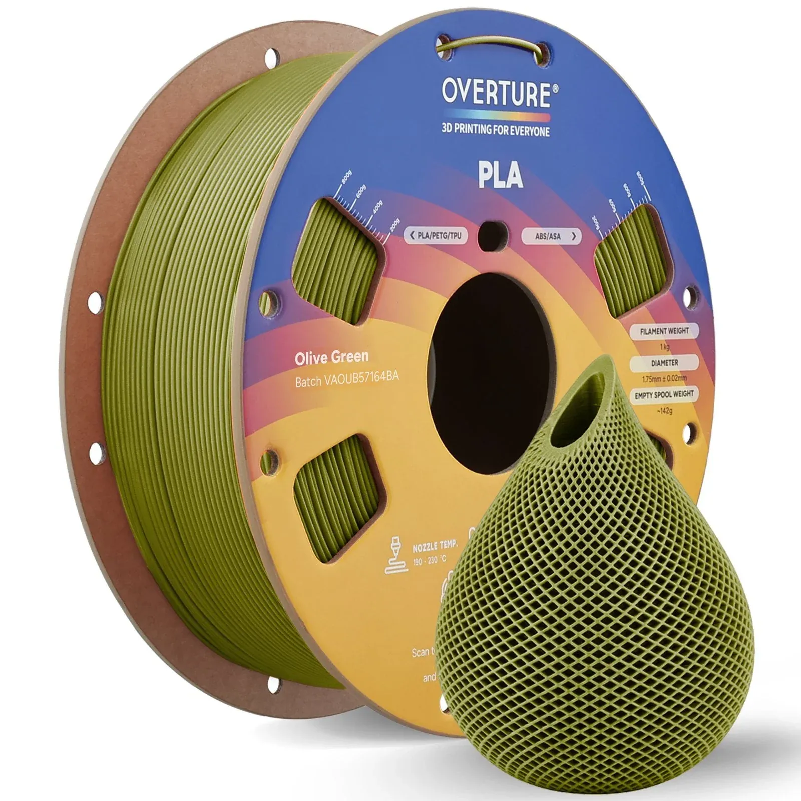 Overture PLA Standard Olive Green - Photo by Overture