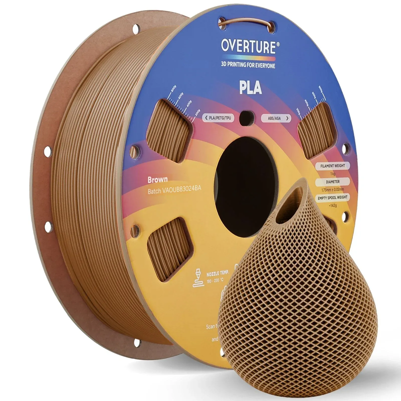 Overture PLA Standard Brown - Photo by Overture