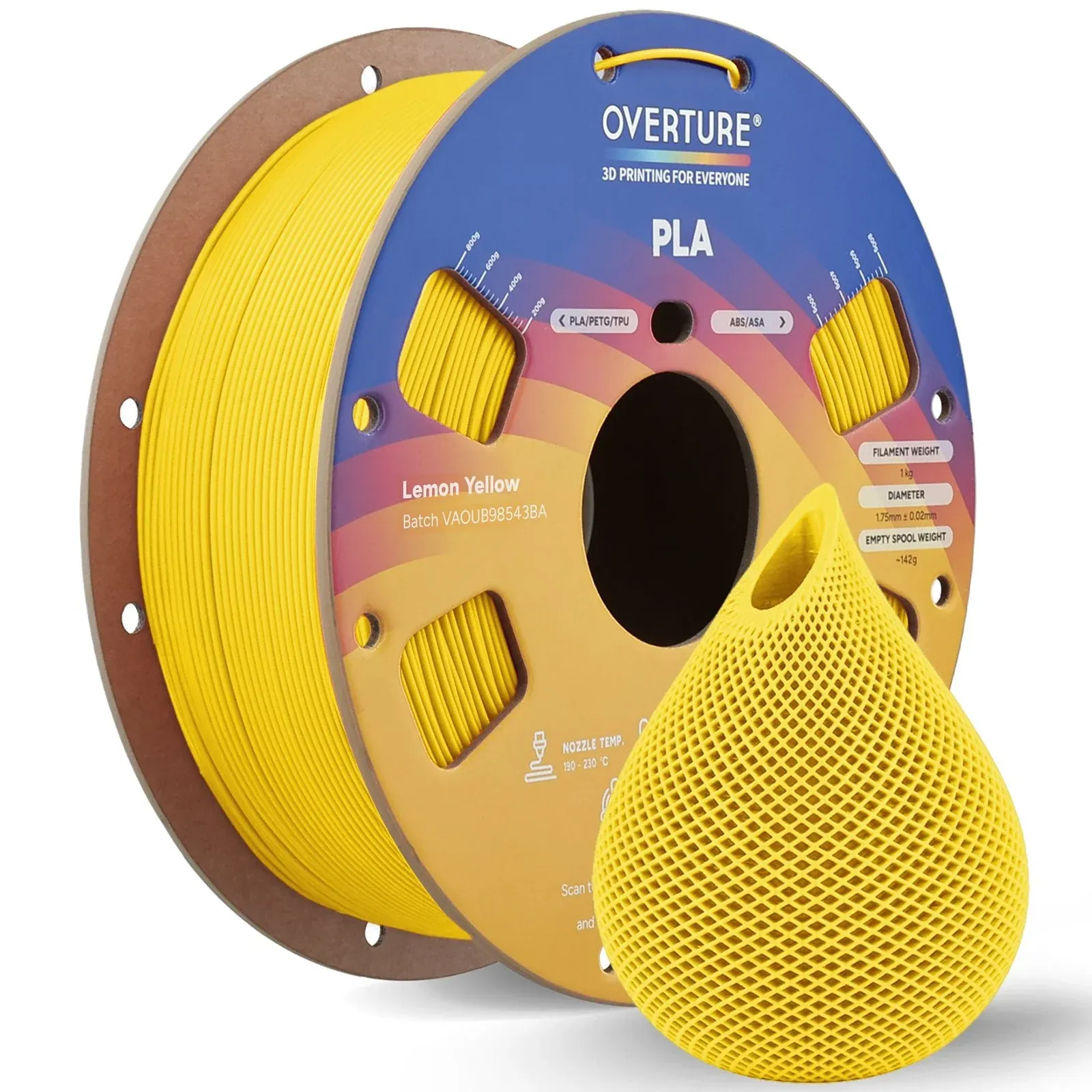 Overture PLA Standard Lemon Yellow - Photo by Overture